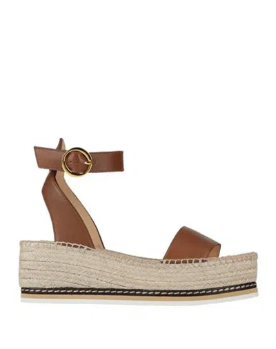 Odissi Odissì Woman Espadrilles Tan Size 9 Calfskin In Brown