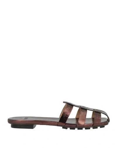 Odissi Odissì Woman Sandals Bronze Size 8 Leather In Yellow