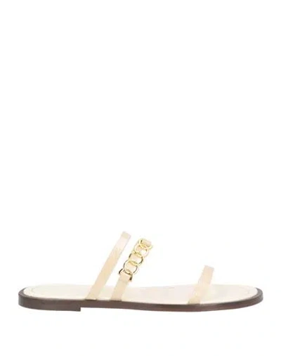 Odissi Odissì Woman Sandals Cream Size 8 Calfskin In Animal Print