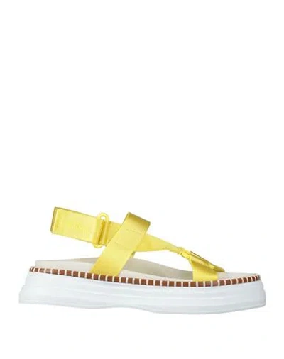 Odissi Odissì Woman Sandals Yellow Size 9 Textile Fibers In White