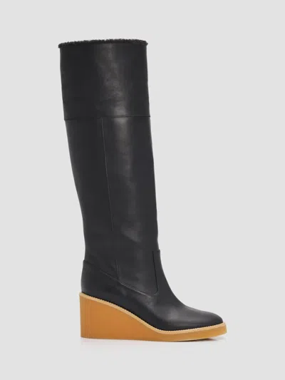 Odissi Alma Shearling Knee Boots In Black