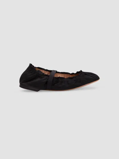 Odissi Flora Nylon Ballerina Flats In Black