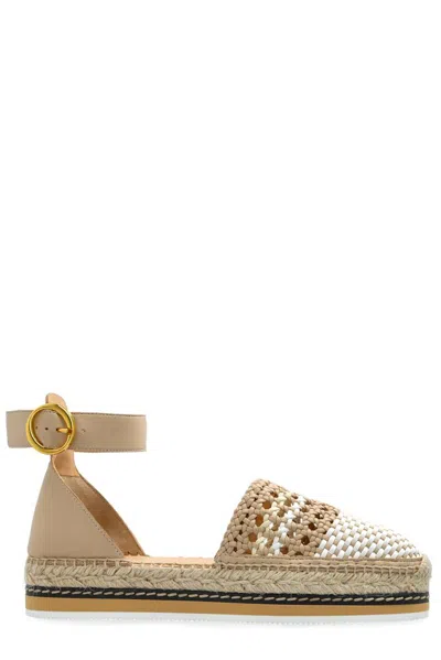 Odissi Ankle Strap Espadrilles In Beige