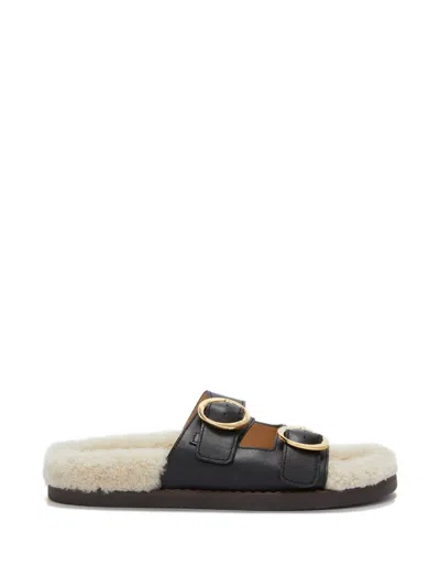 Odissi Yuki Straps Buckle Leather Sandal In Multi