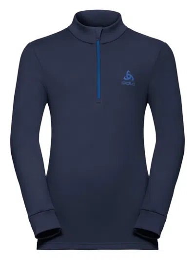 Odlo Kids' Half-zip Long-sleeve Sweatshirt In Blue