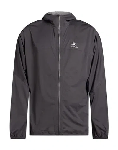 Odlo Man Jacket Black Size S Recycled Polyester In Gray