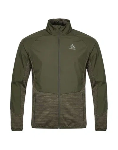 Odlo Man Jacket Military Green Size S Polyester, Elastane