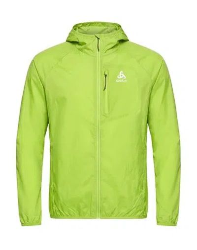 Odlo Man Overcoat & Trench Coat Yellow Size S Polyamide, Polyester In Green
