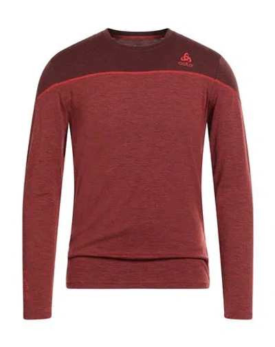 Odlo Man T-shirt Brick Size Xl Merino Wool, Polyamide In Red