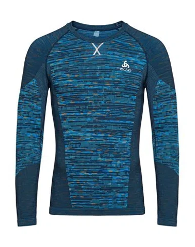 Odlo Man T-shirt Blue Size S Recycled Polyester, Recycled Polyamide, Polyamide, Recycled Elastane, E