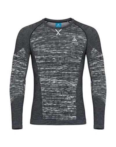 Odlo Man T-shirt Charcoal Size M Recycled Polyester, Recycled Polyamide, Polyamide, Recycled Elastan In Multi