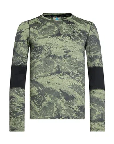 Odlo Man T-shirt Green Size S Recycled Polyester, Elastane In Multi