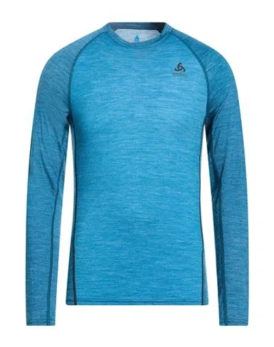 Odlo Man T-shirt Slate Blue Size M Virgin Wool, Recycled Polyester
