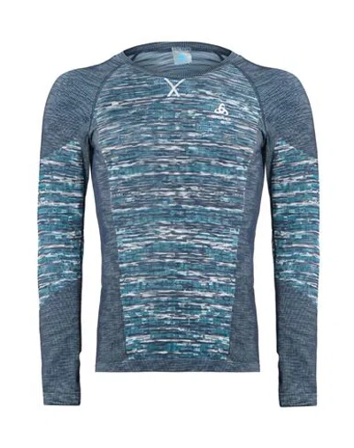 Odlo Man T-shirt Slate Blue Size S Recycled Polyester, Recycled Polyamide, Polyamide, Recycled Elast