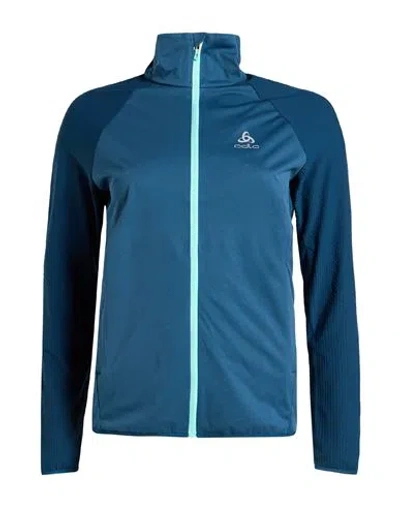 Odlo Woman Jacket Navy Size Xs Polyester, Elastane In Blue