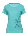 ODLO ODLO WOMAN T-SHIRT TURQUOISE SIZE S LYOCELL, VIRGIN WOOL