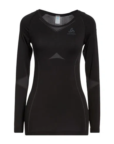 Odlo Woman T-shirt Black Size Xs Polyester, Polyamide, Elastane