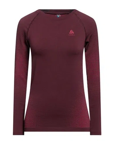 Odlo Woman T-shirt Burgundy Size L Recycled Polyester, Recycled Polyamide, Recycled Elastane In Red