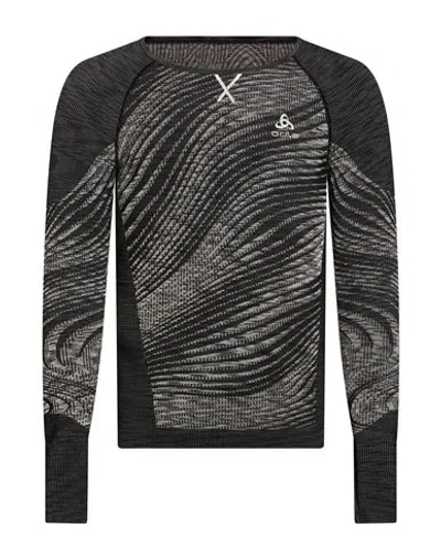 Odlo Woman T-shirt Charcoal Size Xs Recycled Polyester, Recycled Polyamide, Polyamide, Recycled Elas In Grey