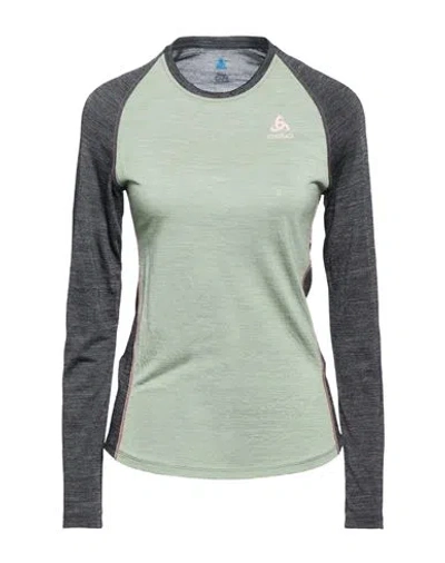 Odlo Woman T-shirt Light Green Size Xl Virgin Wool, Recycled Polyester