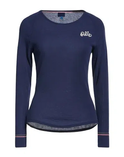 Odlo Woman T-shirt Navy Size L Polyester In Blue