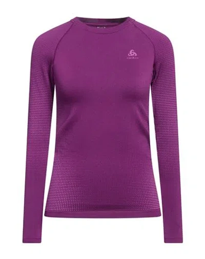 Odlo Woman T-shirt Purple Size Xl Recycled Polyester, Recycled Polyamide, Recycled Elastane