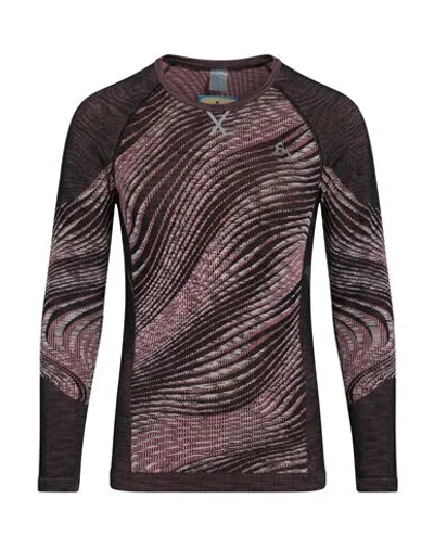 Odlo Woman T-shirt Rust Size M Recycled Polyester, Recycled Polyamide, Polyamide, Recycled Elastane, In Brown
