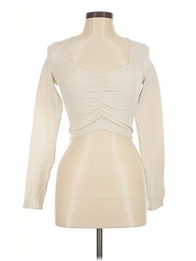 Pre-owned Ododos Long Sleeve Top Ivory Cowl Neck Tops In White