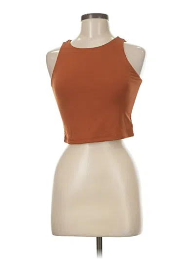 Pre-owned Ododos Tank Top Brown Halter Neckline Tops