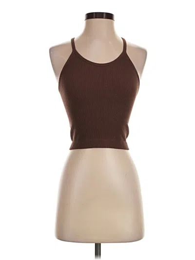 Pre-owned Ododos Tank Top Brown Halter Neckline Tops