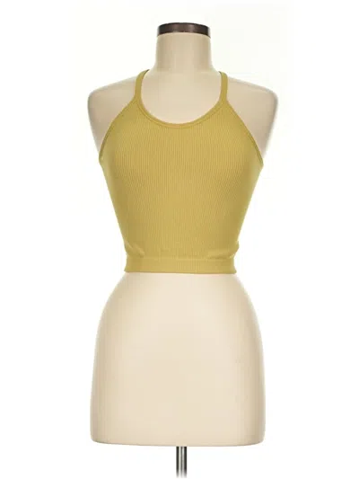 Pre-owned Ododos Tank Top Yellow Halter Neckline Tops