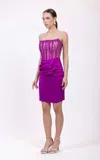 Odrella 2002 Short Fitted Corset Cocktail Dess In Purple