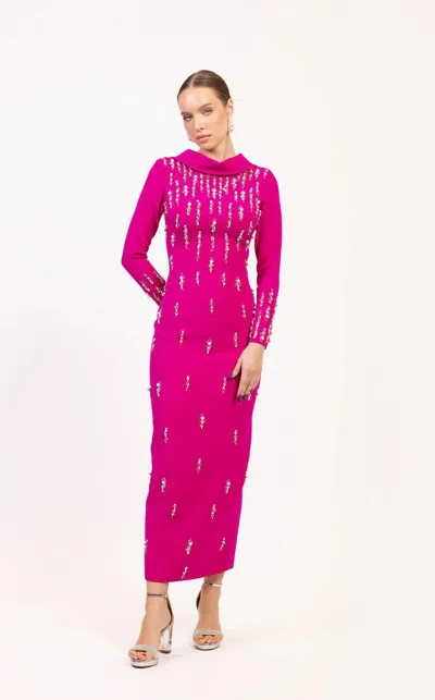Odrella 25035 Long Sleeve Formal Evening Dress In Pink