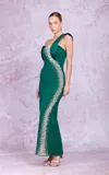 Odrella 7770 Prom Formal Long Beaded Dress In Green