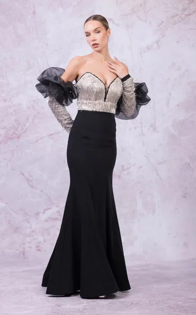 Odrella 7784 Long Prom Formal Lace Dress In Black