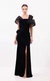 Odrella 7810 Long Formal Fitted Slit Evening Dress In Black