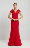 Odrella 7818 Long Mermaid Fit Formal Evening Dress In Red