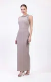 Odrella 7835 Prom Beaded Long Formal Fitted Dress In Sand