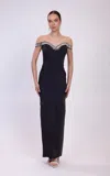 Odrella 7836 Long Evening Formal Beaded Prom Dress In Black
