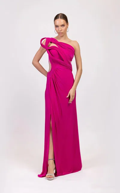 Odrella 7844 Slit Prom Fitted Long Formal Dress In Pink