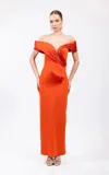 Odrella 7884 Prom Long Fitted Evening Formal Dress In Orange