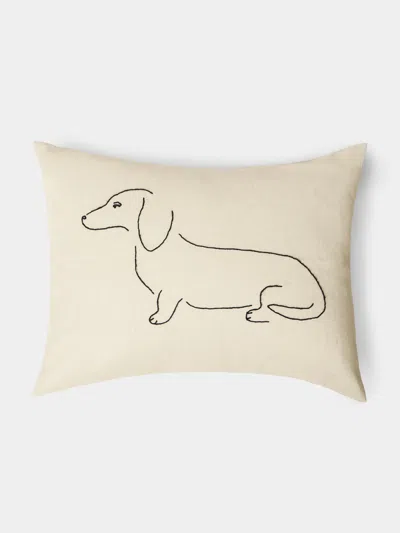 Oeuvres Sensibles Dog Hand-embroidered Cotton And Hemp Linen Cushion (15.5in/40cm)