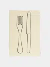 Oeuvres Sensibles Knife & Fork Hand-embroidered Linen Napkins (set Of 4)  Abask Gift Set
