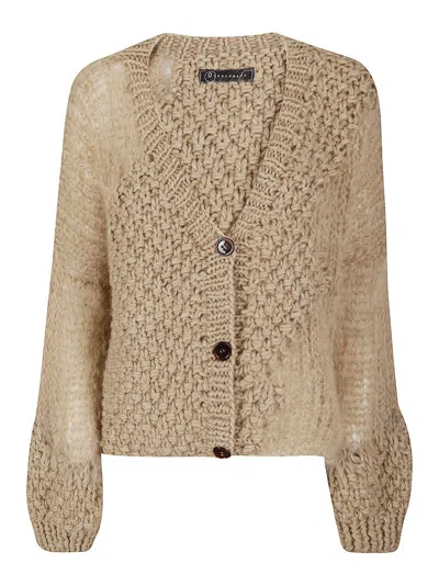 Of Handmade Openwork Knit Cardigan With V-neck And Button Closure In Multi
