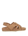Of Origin Woman Sandals Camel Size 6 Textile Fibers In Beige