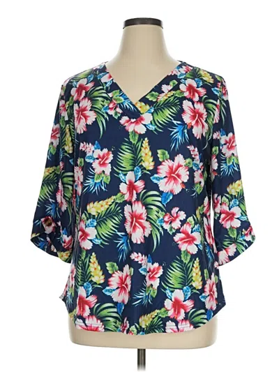 Pre-owned Ofeefan 3/4 Sleeve Blouse In Blue
