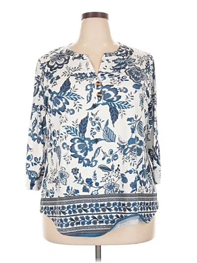 Pre-owned Ofeefan 3/4 Sleeve Blouse In Blue