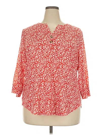 Pre-owned Ofeefan 3/4 Sleeve Blouse In Red