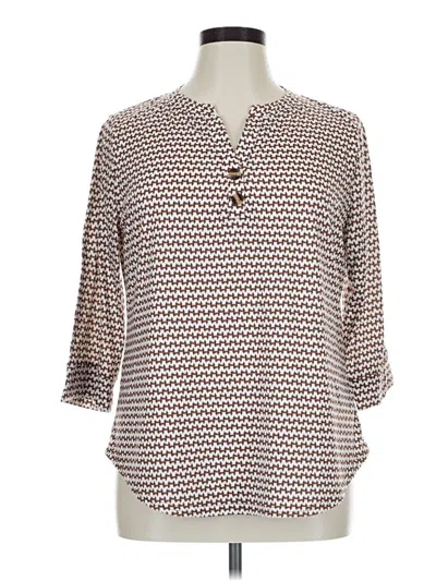 Pre-owned Ofeefan 3/4 Sleeve Henley Shirt In Brown