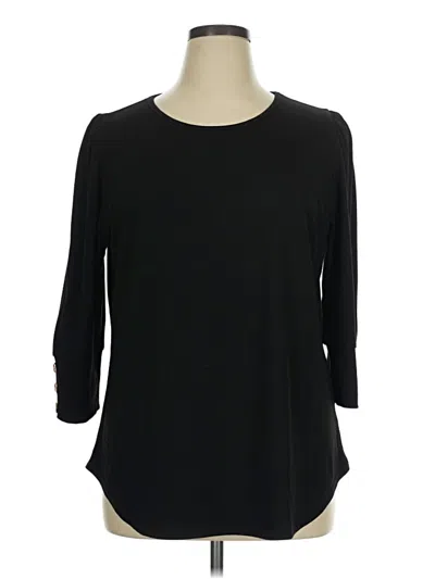 Pre-owned Ofeefan 3/4 Sleeve Top Black Boatneck Tops